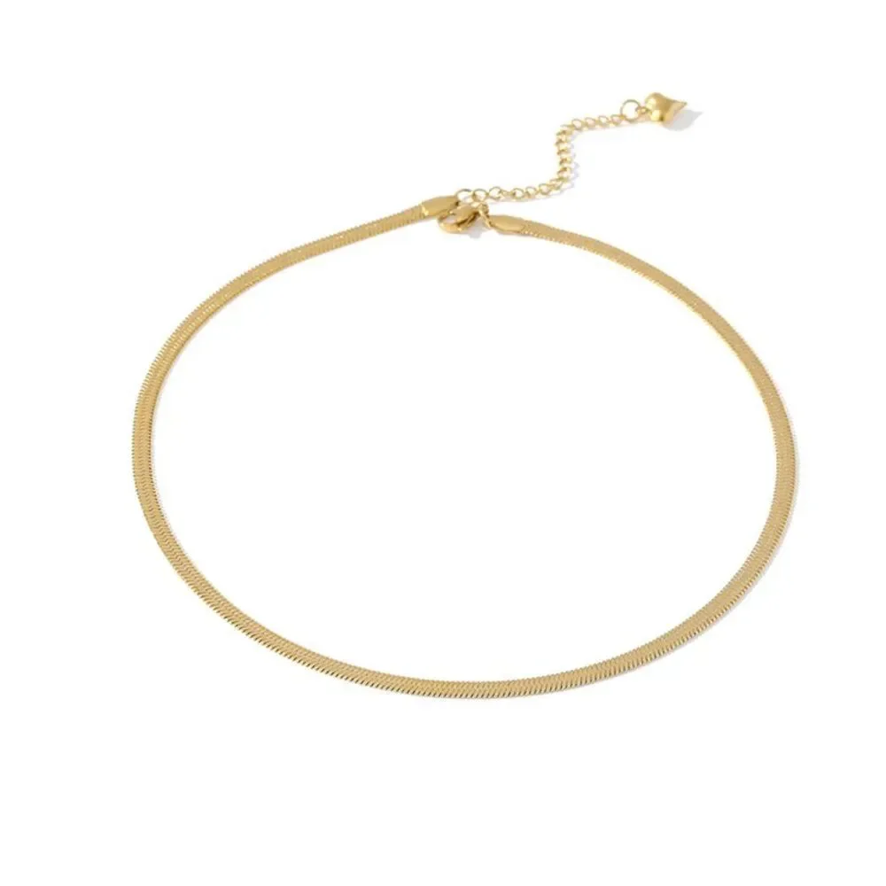 Gold Herringbone Chain Necklace
